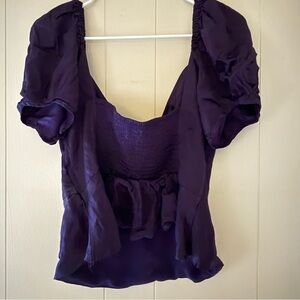 Urban Outfitters Deep Eggplant Satin Blouse XL